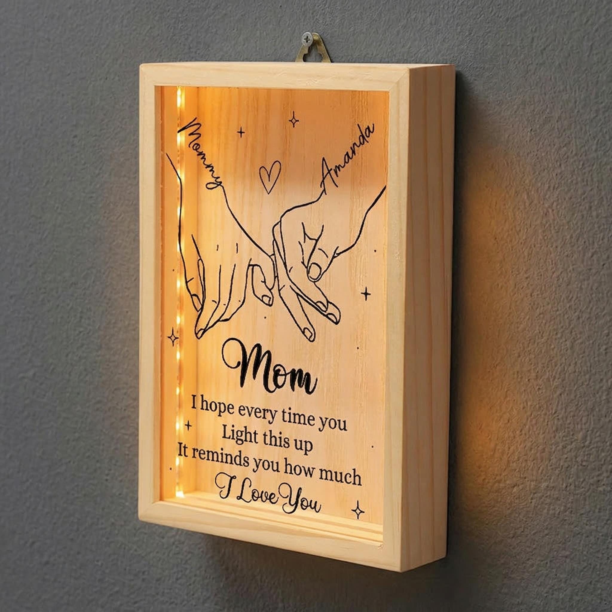 Personalized Mom Shadow Light Frame, Custom Pinky Swear Name Sign, I ...