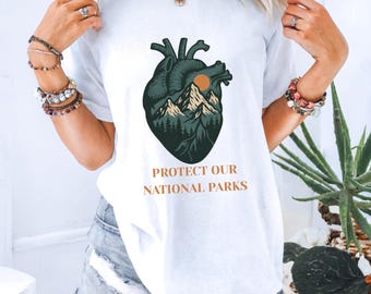Protect Our Parks Tee: Mountain Heart Nature Lover Shirt