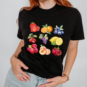 Summer Fruit T-shirt, Vintage Postage Shirt, Aesthetic Summer Tee, Trendy Farmer&#39;s Market Aesthetic Cottage Core Gardening Gift, fruit shirt