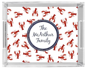 Acrylic tray personalized lobster design with monogram or name