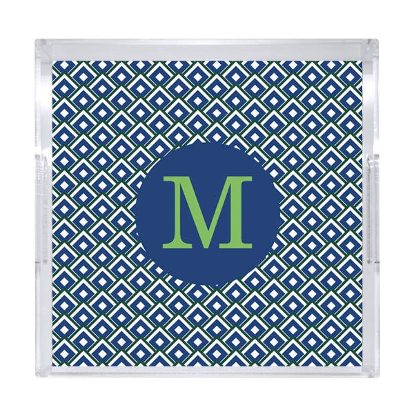 Lucite Square Serving Tray art deco pattern personalized custom monogram or name