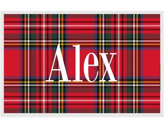 Personalized placemat red plaid design laminated placemat children's placemat