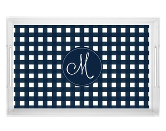 Personalized acrylic tray bold check monogram tray gift tray