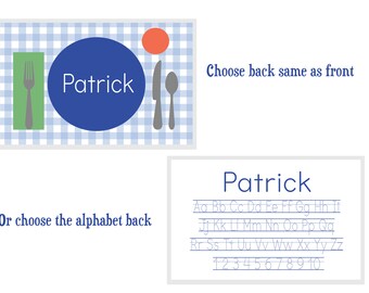 Personalized laminated placemat Teach kids how to set a table Montessori Practical Life Skills Alphabet placemat kid's placemat kid's gift