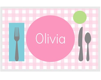 Personalized laminated placemat Teach kids how to set a table Montessori Practical Life Skills Alphabet placemat kid's placemat kid's gift