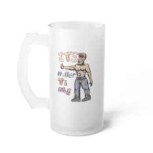 Frosted Glass Beer Mug with Fun Design, Unique Gifting Ideas, Home Bar Decor, Beer Lovers Gift, Personalized Drinkware