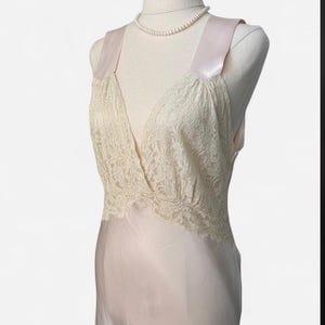 1930s Pink Satin and Ecru lace Slip