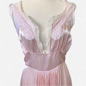 1930s pink satin and ecru lace nightgown/slip