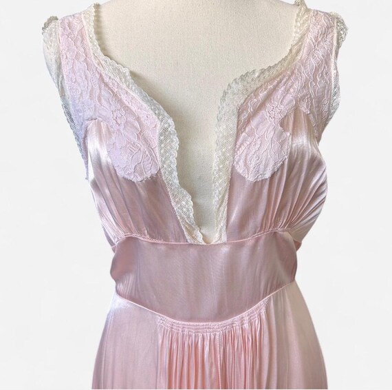 1930s Pink Satin Nightgown with Front Pocket
