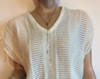 White 80s Sleeveless Knit Top