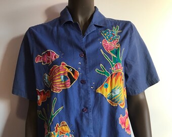 Fun Tropical Blue Fish Shirt