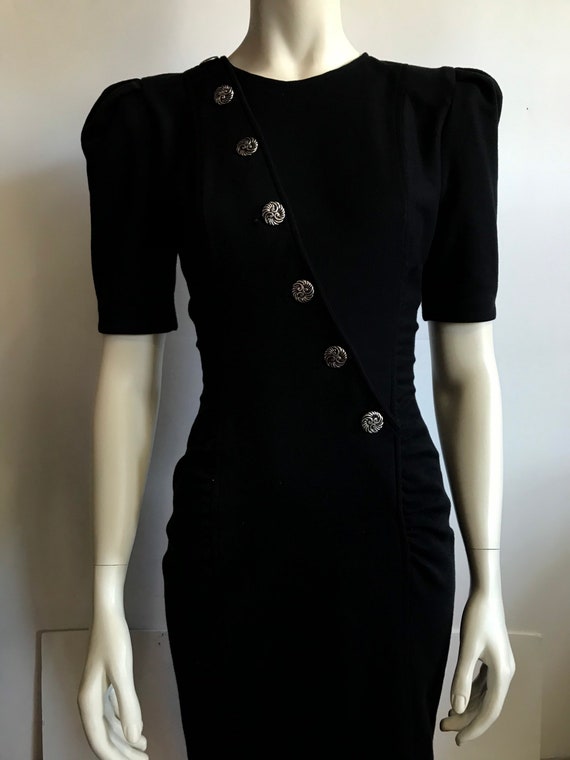 Black Knit 80s Dress - image 5