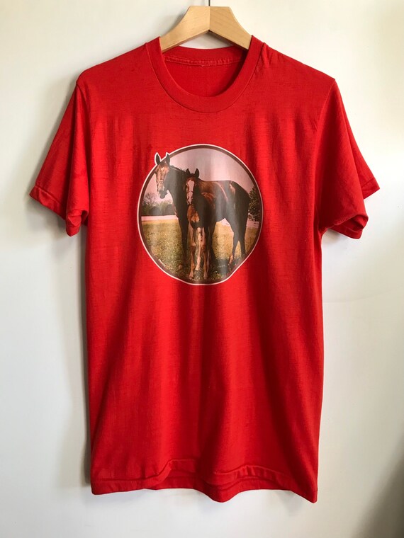 80s Red Horses T Shirt - image 3