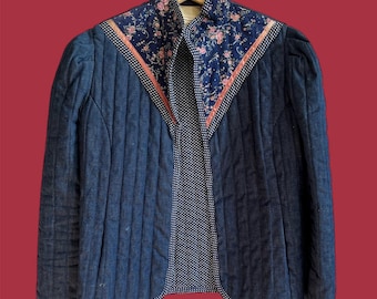 70s Quilted Gunne Sax Denim Jacket