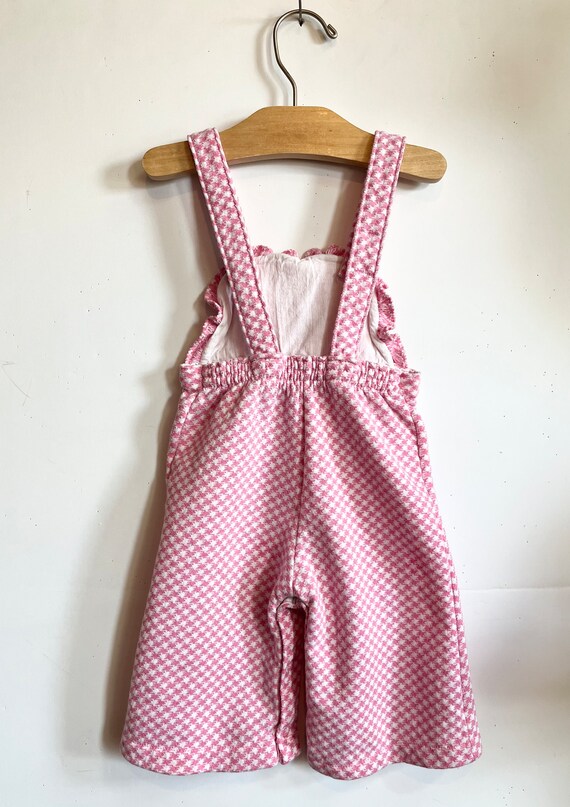 Pink Houndstooth Vintage Baby Overalls - image 3