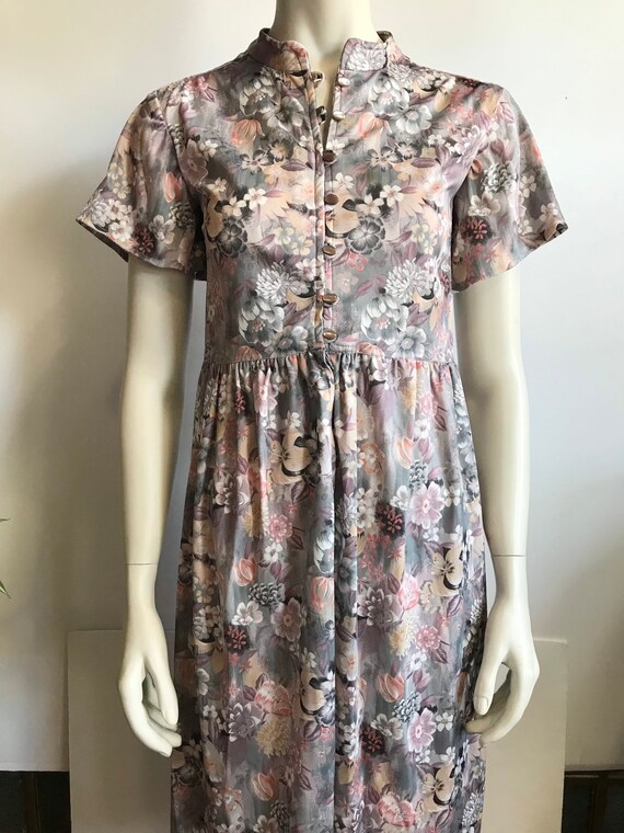 Mauve and Gray Floral Dress Size Medium - image 2