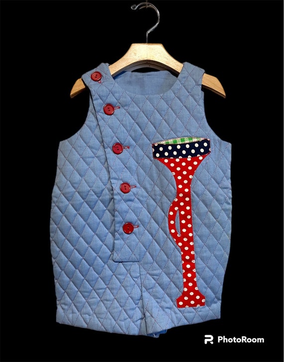 70s Quilted Blue Baby Jazz Onesie - image 1