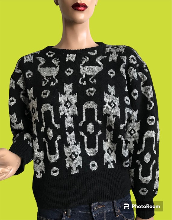 80s Black and Silver Sweater - image 1