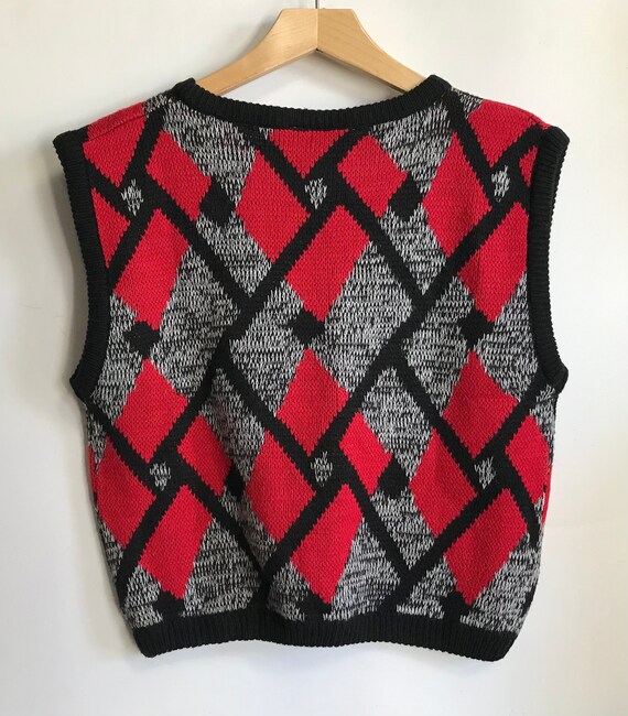 80s Geometric Pattern Sweater Vest - Gem