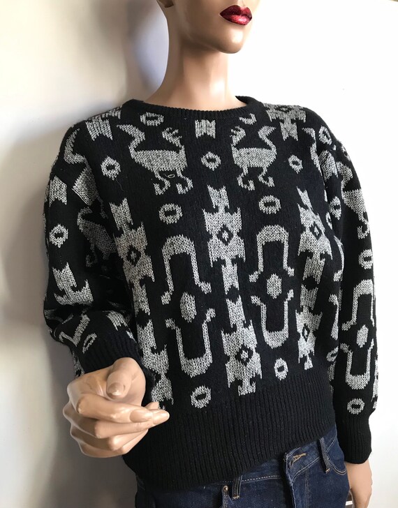 80s Black and Silver Sweater - image 5