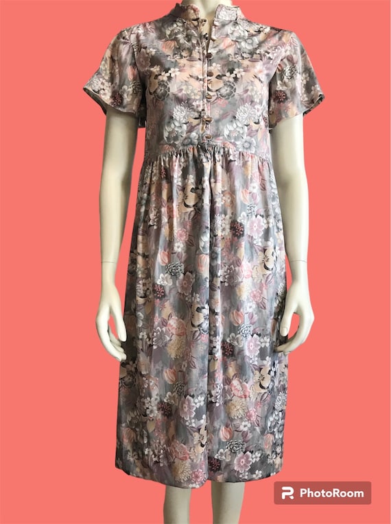 Mauve and Gray Floral Dress Size Medium - image 1