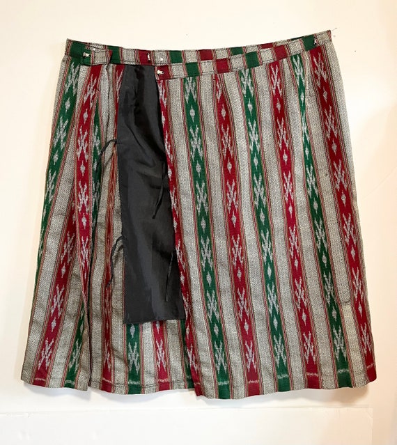 Ivory Ikat Wrap Skirt Jacket Set