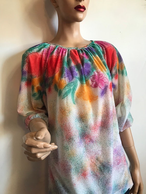 Air Brushed Floral Print Blouse - image 5