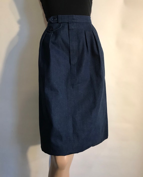 70s Denim Pleated Skirt With Pockets - image 2