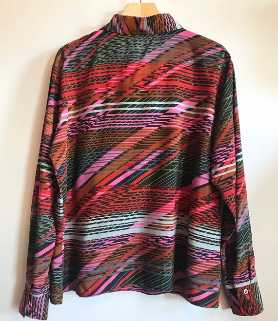 Large 70s Glitchy Stripe Button Down Shirt - image 6