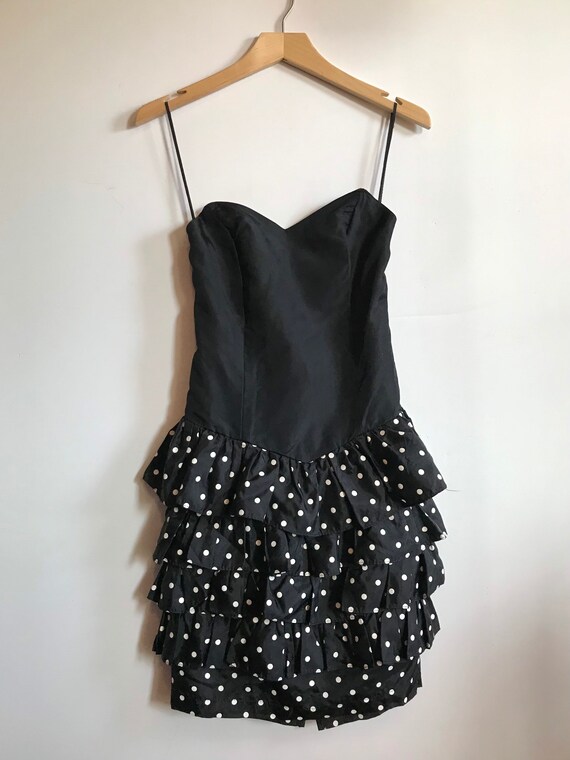 80s Black And White Polka Dot Dress - image 5