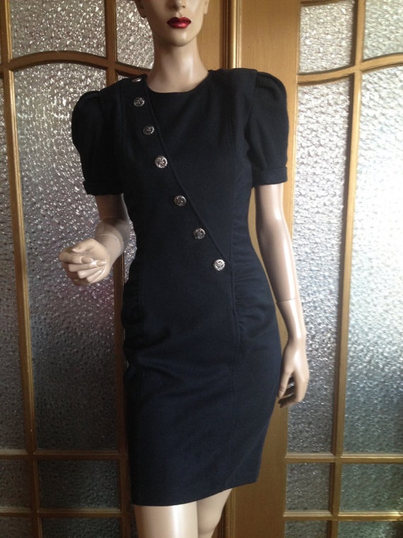 Black Knit 80s Dress - image 4