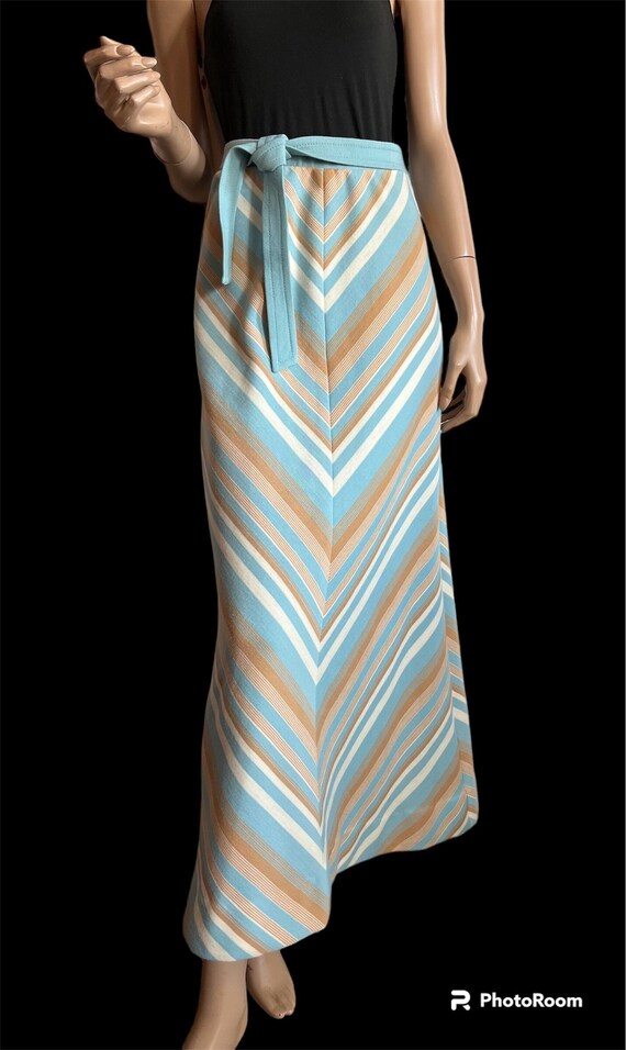 70s Pale Blue Maxi Skirt - image 1