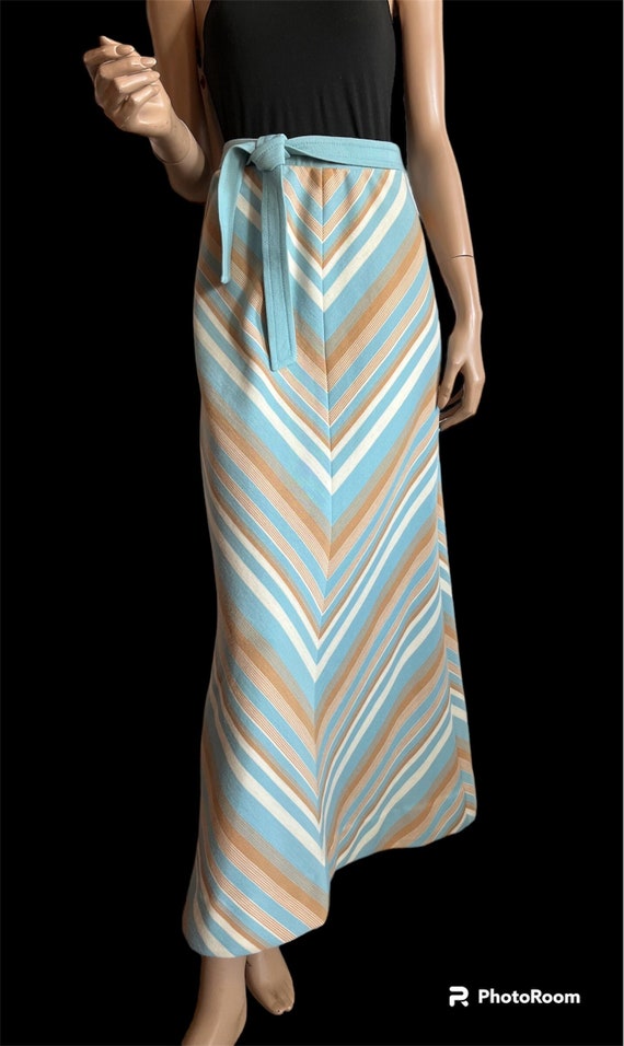 70s Pale Blue Maxi Skirt