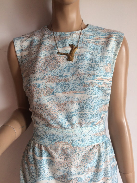 70s Pointilism Painting Printed Maxi Dress With Sc