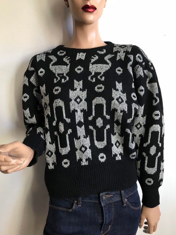 80s Black and Silver Sweater - image 2