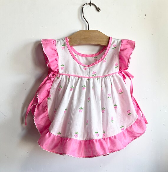 Vintage Pink and White 70s Infant Set - image 4