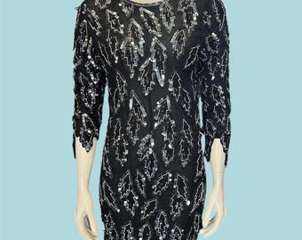 Silk 80s Irridescent Sequin Dress