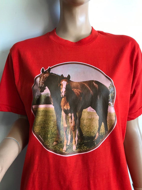 80s Red Horses T Shirt - image 4