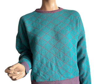 Small Reversible Pink or Teal 80s Sweater
