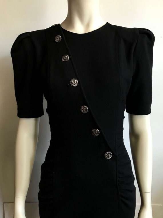 Black Knit 80s Dress - image 3