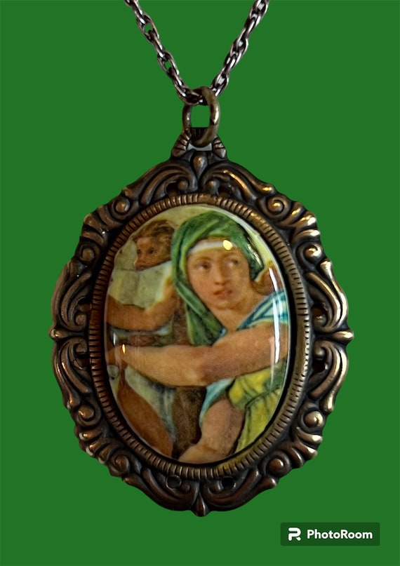 Framed Renaissance Painting Necklace - image 1