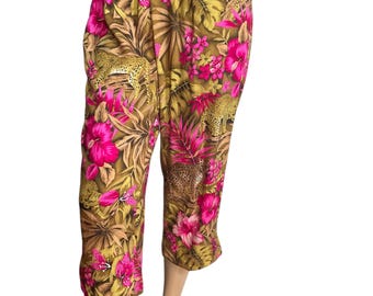 90s Pink Jungle Print Capris