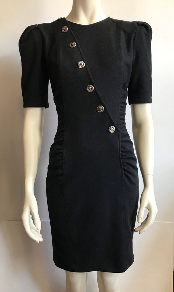 Black Knit 80s Dress - image 2