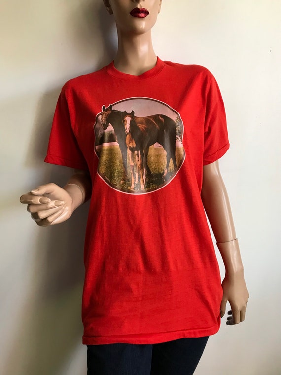 80s Red Horses T Shirt - image 7