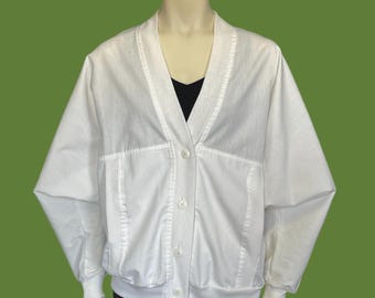 White Cotton Dolman Sleeve Jacket