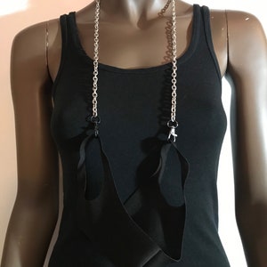 Silver Mask Chain with Black Clasp
