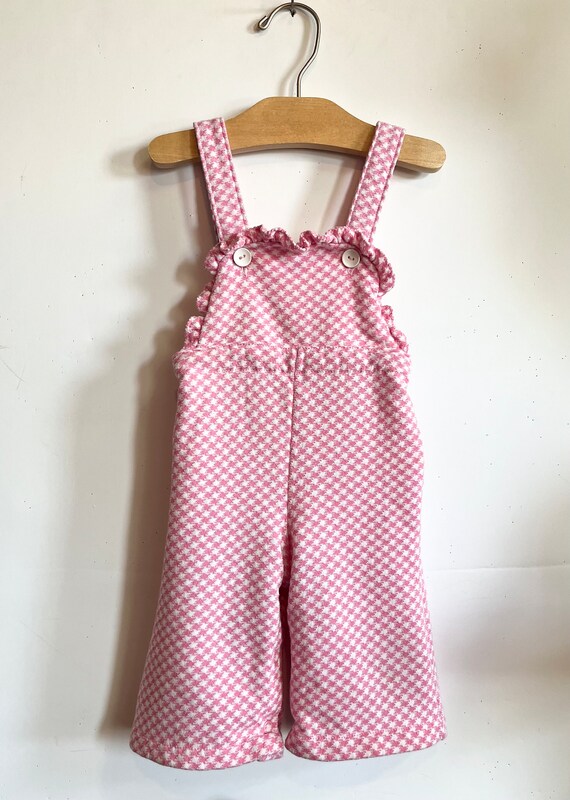 Pink Houndstooth Vintage Baby Overalls - image 2