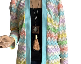 70s Large Pastel Stripe Cardigan