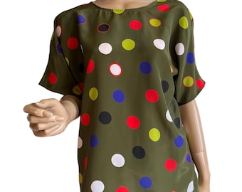 80s Olive Polka Dot Top