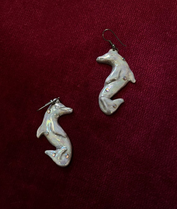 Iridescent Dolphin Earrings - image 2